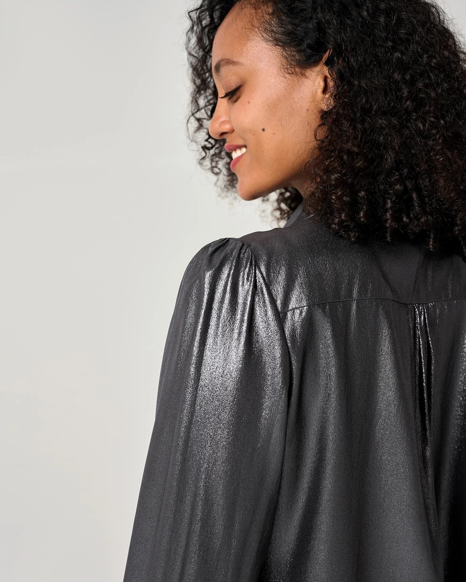 LILYSHEENA® Sophisticated Bow Tie Bronze Silk Blouse - Image 8