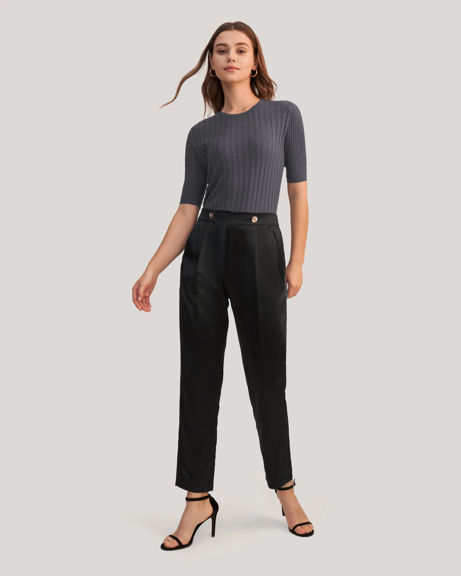 Short Sleeve Basic Silk Knit Tee - Image 14