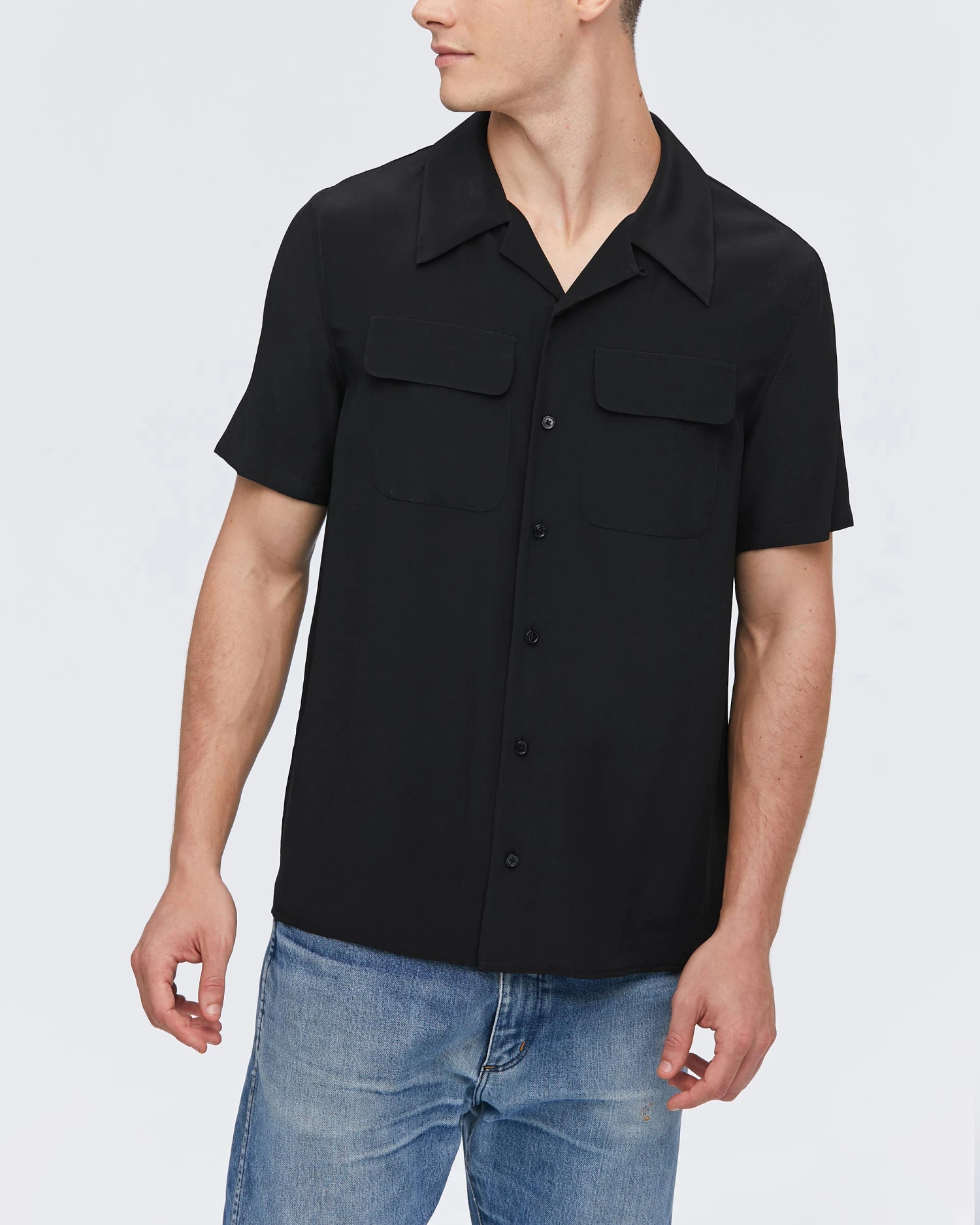 Men's Classic Short Sleeve Silk Shirt - Image 16