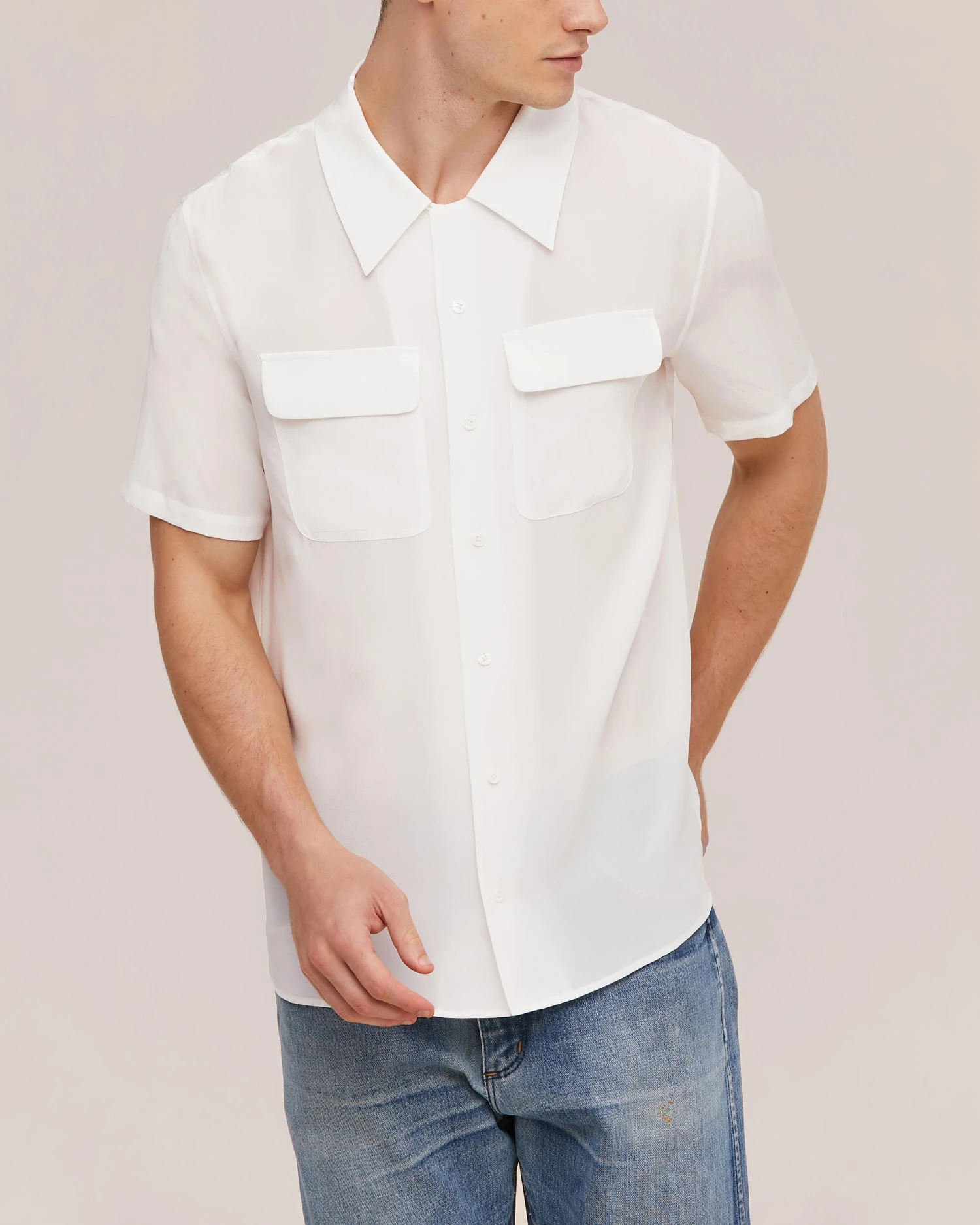 Men's Classic Short Sleeve Silk Shirt - Image 8