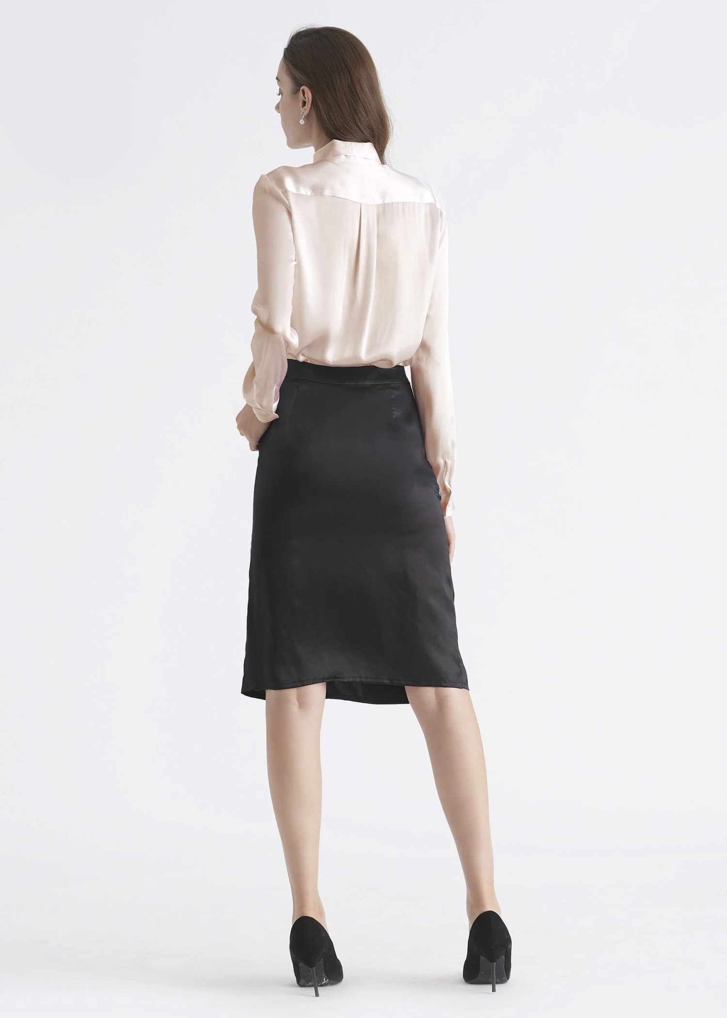 Women Bow-tie Neck Silk Blouse - Image 17